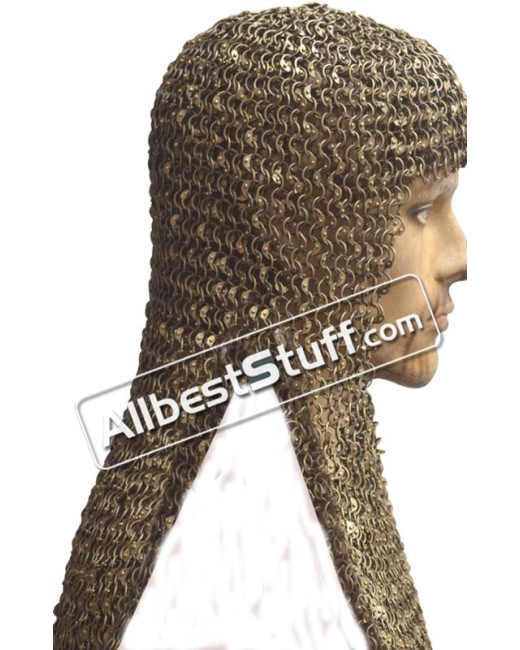 16 Gauge Round Riveted Solid Brass Maille Coif