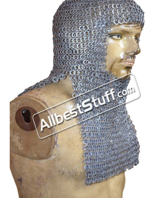 6 MM Flat Riveted Solid Rectangle Bottom Helm Maille Hood image
