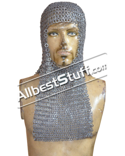 Flat Riveted Solid Rectangle Base Maille Hood image