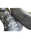 Medieval Leather Boots 3 Buckle Black Re-enactment Mens Shoe image 2