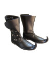 Medieval Leather Boots 3 Buckle Black Re-enactment Mens Shoe image 1
