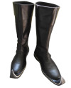 Medieval Leather Boots Long 5 Buckle Black image 1