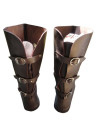 Medieval Leather Boots 3 Buckle Brown Long image 1