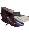 Medieval Leather Shoe Three Brass Buckle image 7