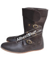 Medieval Leather Boots Long 3 Buckle Hobnail Leather Sole image 1