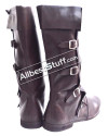 SALE! Medieval Leather Boots Long 4 Buckle Brown image 2