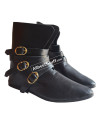 Medieval Leather Shoe Three Brass Buckle image 2