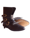 SALE! Medieval Leather Shoe Three Brass Buckle Brown image 1