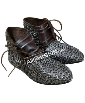 Leather Shoes with Stainless Steel Chain Mail Leather Shoes with Stainless Steel Chain Mail