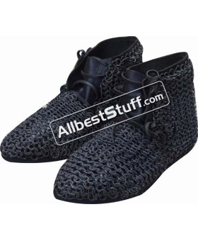 Medieval Ankle Rubber Sole Shoes with Aluminum Maille Medieval Ankle Rubber Sole Shoes with Aluminum Maille