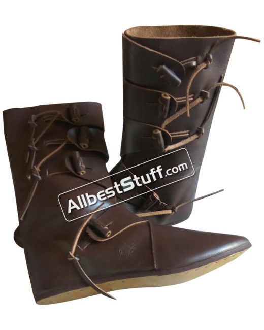 Medieval Leather Shoes Handmade Viking boots Jorvik Style
