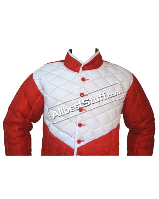 Thick Padded Gambeson Red with White 