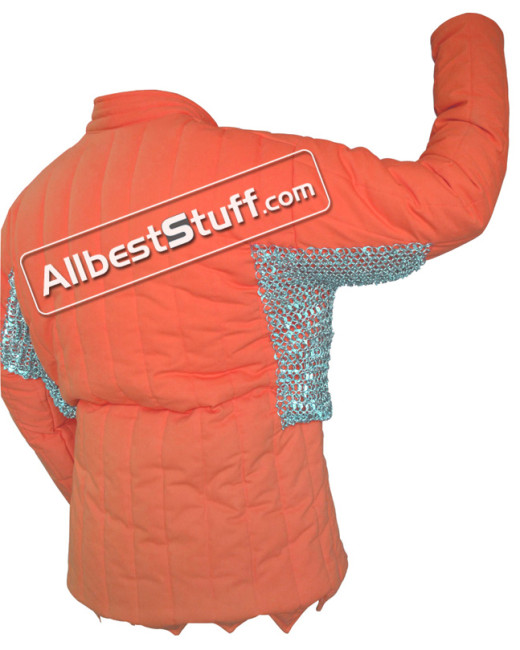 Cotton Gambeson Round Riveted Chain Mail Voider in Galvanized Finish