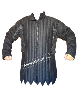 Black Cotton Gambeson with Round Riveted Chain Maille Voiders Black Cotton Gambeson with Round Riveted Chain Maille Voiders