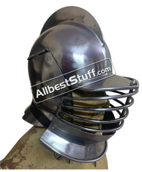 Medieval Burgonet Helmet with Bevors Heavy 14 Gauge Steel Medieval Burgonet Helmet with Bevors Heavy 14 Gauge Steel