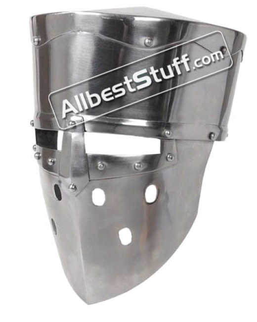 Medieval Crusader Helmet 20 Gauge Steel for LARP image