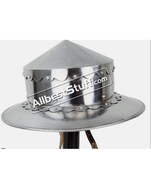 Medieval Kettle Hat Helmet from Heavy 14 Gauge Steel
