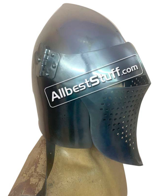 Medieval Visored 14 Gauge Steel Helmet