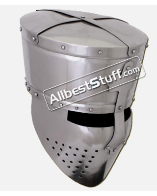 Medieval Crusader Templar Helmet 16 Gauge Steel 1200 AD